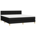vidaXL Pat cu arcuri, saltea și LED, negru, 180x200 cm, textil