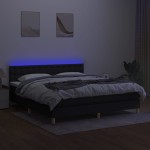 vidaXL Pat cu arcuri, saltea și LED, negru, 180x200 cm, textil