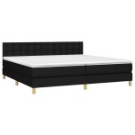 vidaXL Pat cu arcuri, saltea și LED, negru, 200x200 cm, textil