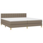vidaXL Pat cu arcuri, saltea și LED, gri taupe, 200x200 cm, textil