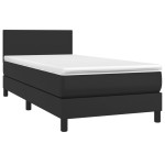 vidaXL Pat cu arcuri, saltea și LED, negru, 90x200 cm, piele ecologică