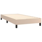 vidaXL Pat cu arcuri, cu saltea și LED cappuccino 100x200 cm piele eco vidaXL Pat cu arcuri, cu saltea și LED cappuccino 100x200 cm piele eco