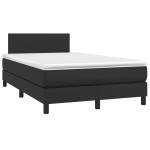 vidaXL Pat cu arcuri, saltea și LED, negru, 120x200cm, piele ecologică