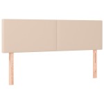 vidaXL Pat cu arcuri, cu saltea și LED cappuccino 140x190 cm piele eco