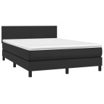 vidaXL Pat cu arcuri, saltea și LED, negru, 140x200 cm, piele eco vidaXL Pat cu arcuri, saltea și LED, negru, 140x200 cm, piele eco