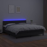 vidaXL Pat cu arcuri, saltea și LED, negru, 180x200cm, piele ecologică vidaXL Pat cu arcuri, saltea și LED, negru, 180x200cm, piele ecologică