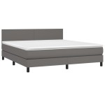 vidaXL Pat cu arcuri, saltea și LED, gri, 180x200 cm, piele ecologică