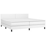 vidaXL Pat cu arcuri, saltea și LED, alb, 200x200 cm, piele ecologică vidaXL Pat cu arcuri, saltea și LED, alb, 200x200 cm, piele ecologică