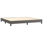 vidaXL Pat cu arcuri, saltea și LED, gri, 200x200 cm, piele ecologică