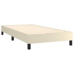 vidaXL Pat cu arcuri, saltea și LED, crem, 100x200 cm, piele ecologică