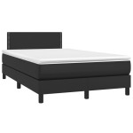 vidaXL Pat cu arcuri, saltea și LED, negru, 120x200cm, piele ecologică