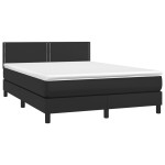 vidaXL Pat cu arcuri, saltea și LED, negru, 140x200 cm, piele eco