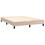 vidaXL Pat cu arcuri, saltea și LED, cappuccino, 140x200cm, piele eco