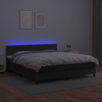 vidaXL Pat cu arcuri, saltea și LED, negru, 180x200cm, piele ecologică vidaXL Pat cu arcuri, saltea și LED, negru, 180x200cm, piele ecologică
