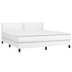 vidaXL Pat cu arcuri, saltea și LED, alb, 180x200 cm, piele ecologică vidaXL Pat cu arcuri, saltea și LED, alb, 180x200 cm, piele ecologică