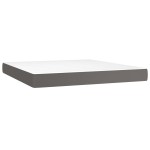 vidaXL Pat cu arcuri, saltea și LED, gri, 180x200 cm, piele ecologică