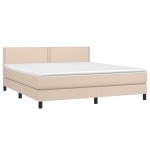 vidaXL Pat cu arcuri, cu saltea și LED cappuccino 180x200 cm piele eco vidaXL Pat cu arcuri, cu saltea și LED cappuccino 180x200 cm piele eco