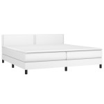 vidaXL Pat cu arcuri, saltea și LED, alb, 200x200 cm, piele ecologică vidaXL Pat cu arcuri, saltea și LED, alb, 200x200 cm, piele ecologică