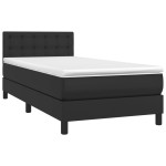 vidaXL Pat cu arcuri, saltea și LED, negru, 90x200 cm, piele ecologică