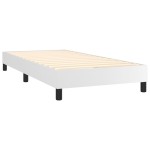 vidaXL Pat cu arcuri, saltea și LED, alb, 100x200 cm, piele ecologică