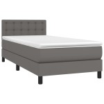 vidaXL Pat cu arcuri, saltea și LED, gri, 100x200 cm, piele ecologică