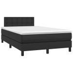 vidaXL Pat cu arcuri, saltea și LED, negru, 120x200cm, piele ecologică