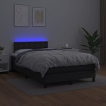 vidaXL Pat cu arcuri, saltea și LED, negru, 120x200cm, piele ecologică