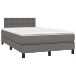 vidaXL Pat cu arcuri, saltea și LED, gri, 120x200 cm, piele ecologică