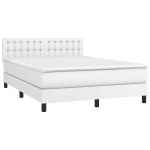 vidaXL Pat cu arcuri, cu saltea & LED, alb, 140x190 cm, piele eco vidaXL Pat cu arcuri, cu saltea & LED, alb, 140x190 cm, piele eco