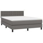 vidaXL Pat cu arcuri, cu saltea & LED, gri, 140x190 cm, piele eco vidaXL Pat cu arcuri, cu saltea & LED, gri, 140x190 cm, piele eco