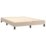 vidaXL Pat cu arcuri, saltea și LED, cappuccino, 140x200cm, piele eco