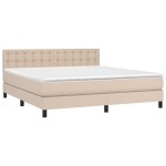 vidaXL Pat cu arcuri, cu saltea și LED cappuccino 180x200 cm piele eco vidaXL Pat cu arcuri, cu saltea și LED cappuccino 180x200 cm piele eco