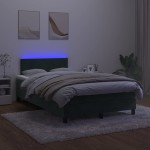 vidaXL Pat cu arcuri, saltea și LED, verde închis, 120x200 cm, catifea vidaXL Pat cu arcuri, saltea și LED, verde închis, 120x200 cm, catifea