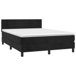 vidaXL Pat cu arcuri, saltea și LED, negru, 140x190 cm, catifea