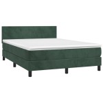 vidaXL Pat cu arcuri, saltea și LED, verde închis, 140x190 cm, catifea vidaXL Pat cu arcuri, saltea și LED, verde închis, 140x190 cm, catifea