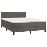 vidaXL Pat cu arcuri, saltea și LED, gri închis, 140x200 cm, catifea vidaXL Pat cu arcuri, saltea și LED, gri închis, 140x200 cm, catifea