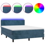 vidaXL Pat cu arcuri, saltea și LED, gri închis, 140x200 cm, catifea vidaXL Pat cu arcuri, saltea și LED, gri închis, 140x200 cm, catifea