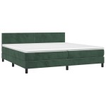 vidaXL Pat cu arcuri, saltea și LED, verde închis, 200x200 cm, catifea vidaXL Pat cu arcuri, saltea și LED, verde închis, 200x200 cm, catifea