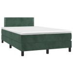 vidaXL Pat cu arcuri, saltea și LED, verde închis, 120x200 cm, catifea vidaXL Pat cu arcuri, saltea și LED, verde închis, 120x200 cm, catifea