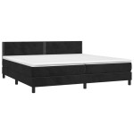 vidaXL Pat cu arcuri, saltea și LED, negru, 200x200 cm, catifea vidaXL Pat cu arcuri, saltea și LED, negru, 200x200 cm, catifea