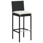 vidaXL Scaune de bar pentru grădină, cu perne, 4 buc. negru, poliratan vidaXL Scaune de bar pentru grădină, cu perne, 4 buc. negru, poliratan