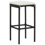 vidaXL Scaune de bar cu perne, 2 buc., negru, poliratan vidaXL Scaune de bar cu perne, 2 buc., negru, poliratan