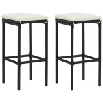 vidaXL Scaune de bar cu perne, 2 buc., negru, poliratan vidaXL Scaune de bar cu perne, 2 buc., negru, poliratan