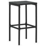 vidaXL Scaune de bar cu perne, 2 buc., negru, poliratan vidaXL Scaune de bar cu perne, 2 buc., negru, poliratan