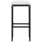 vidaXL Scaune de bar cu perne, 2 buc., negru, poliratan vidaXL Scaune de bar cu perne, 2 buc., negru, poliratan