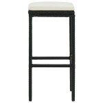 vidaXL Scaune de bar cu perne, 2 buc., negru, poliratan vidaXL Scaune de bar cu perne, 2 buc., negru, poliratan