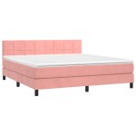 vidaXL Pat cu arcuri, saltea & LED, roz, 180x200 cm, catifea