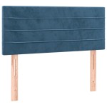 vidaXL Pat cu arcuri, saltea și LED, bleumarin, 90x190 cm, catifea