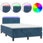 vidaXL Pat cu arcuri, saltea și LED, albastru, 120x200 cm, catifea vidaXL Pat cu arcuri, saltea și LED, albastru, 120x200 cm, catifea