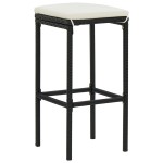 vidaXL Scaune de bar cu perne, 4 buc., negru, poliratan vidaXL Scaune de bar cu perne, 4 buc., negru, poliratan